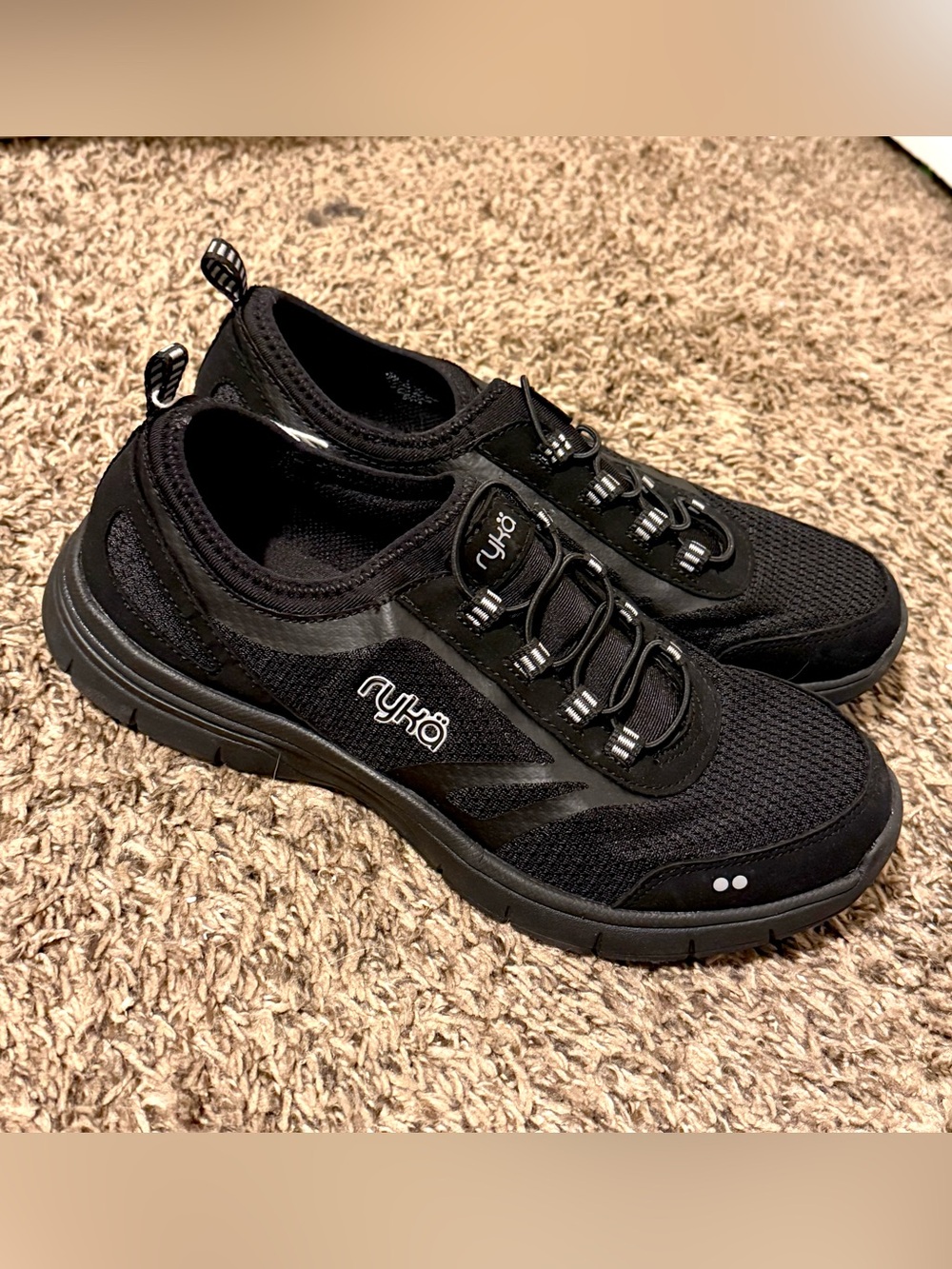Ryka Black Slip-On Mesh Athletic Sneakers